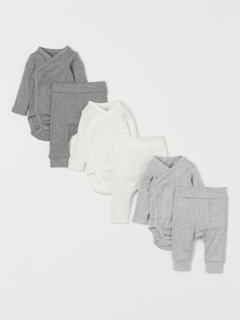 

H&M Infant Girls White & Grey Sustainable 6-Piece Cotton Set
