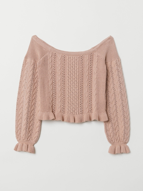 

H&M Women Pink Off-the-Shoulder Sweater