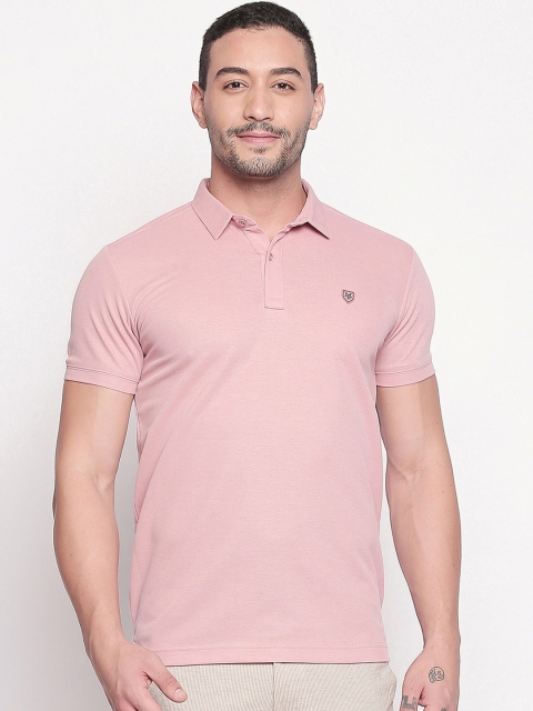 

Mufti Men Old Rose Pink Solid Polo Collar T-shirt