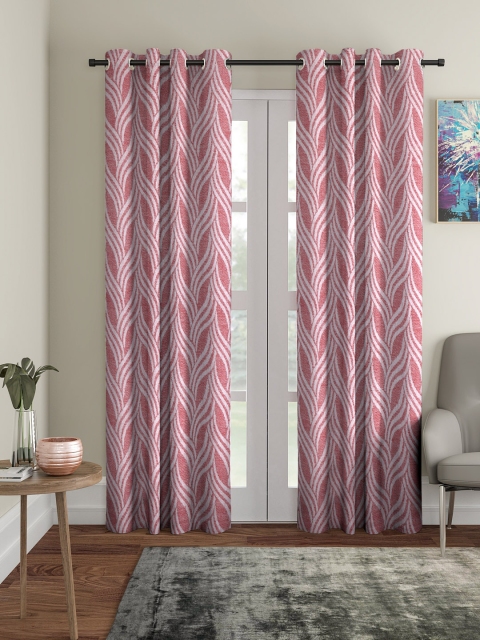 

NEUDIS Red & White Set of 2 Door Curtains