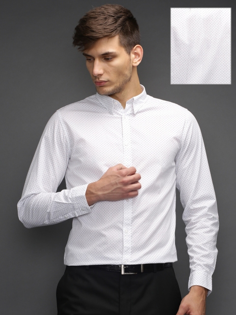 

SELECTED White Printed Slim Fit Formal Shirt