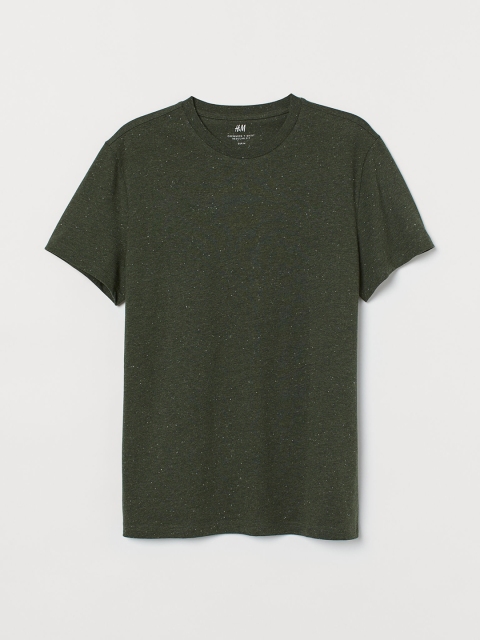 

H&M Men Olive Green Round-Neck T-shirt Regular Fit