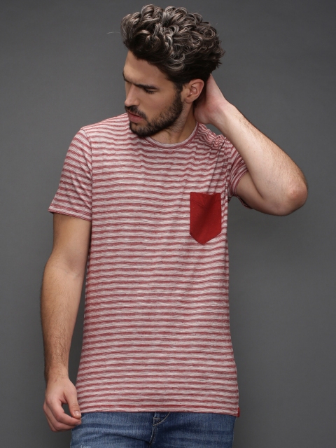 

SELECTED Red & Off-White August Striped T-shirt