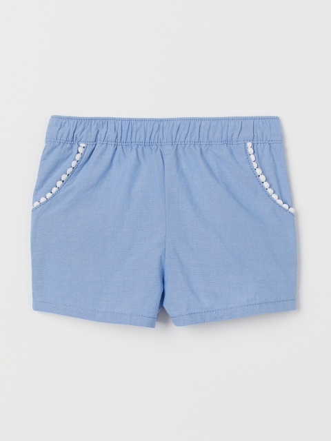 

H&M Girls Blue Solid Cotton Shorts