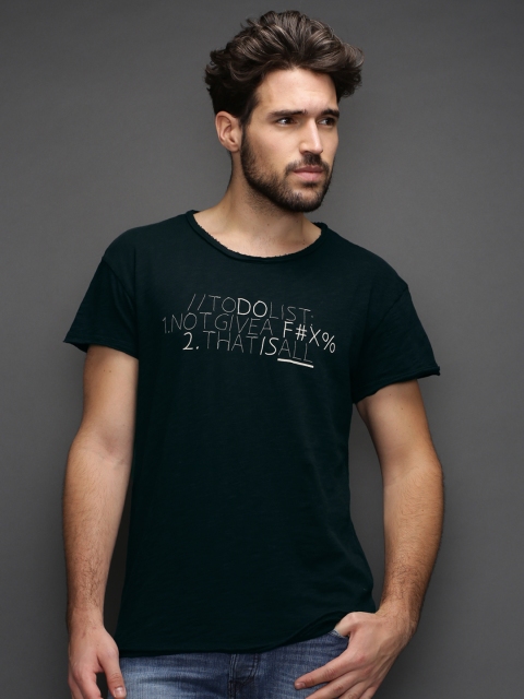

SELECTED Black Printed T-shirt