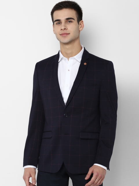 

Allen Solly Sport Men Navy Blue Checked Slim-Fit Single-Breasted Formal Blazer