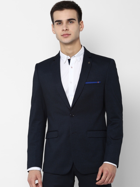 

Allen Solly Sport Men Navy Blue Self-Design Slim-Fit Single-Breasted Formal Blazer