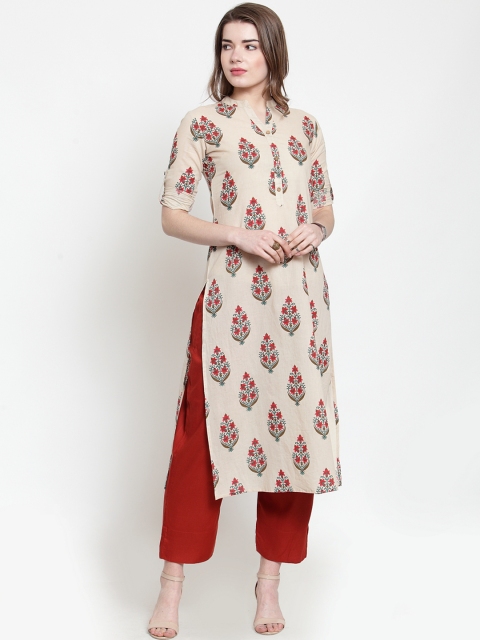 

Varanga Women Off-White Printed Straight Kurta