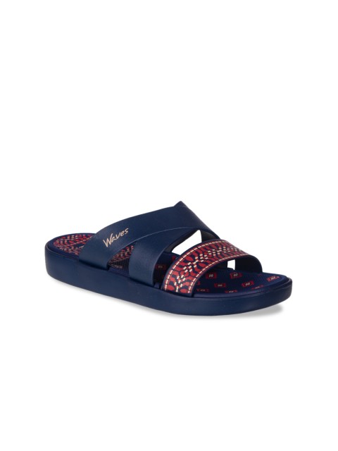 

Khadims Women Navy Blue & Pink Printed Comfort Heels
