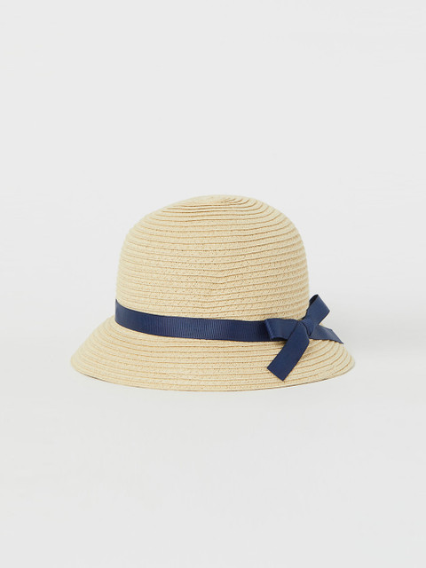 

H&M Girls Beige Bow-Detail Straw Hat