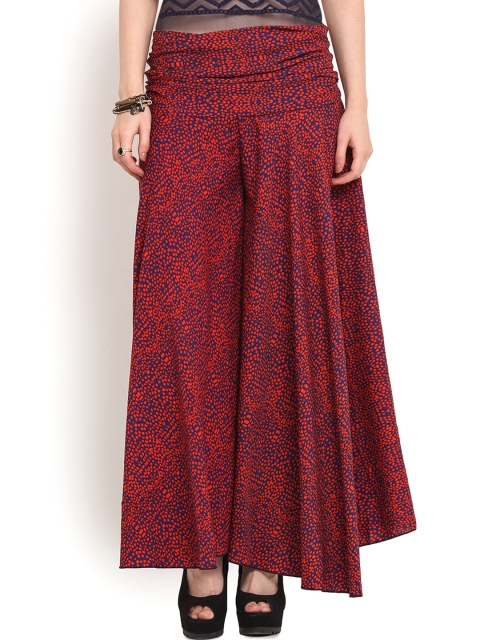 

Trend Arrest Maroon Printed Palazzo Trousers