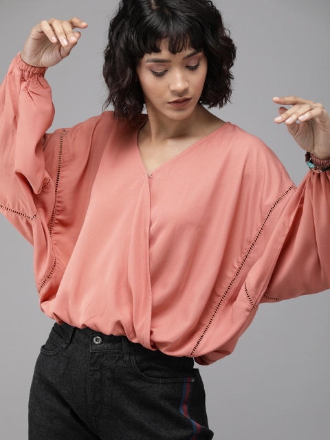 

Roadster Women Pink Solid Wrap Top