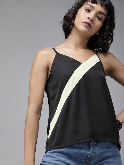 

Roadster Women Black & Off-White Striped Top