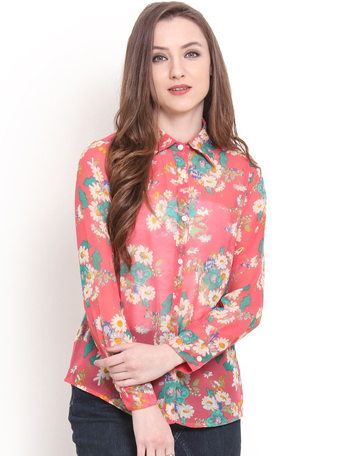 

Trend Arrest Coral Pink Floral Print Shirt