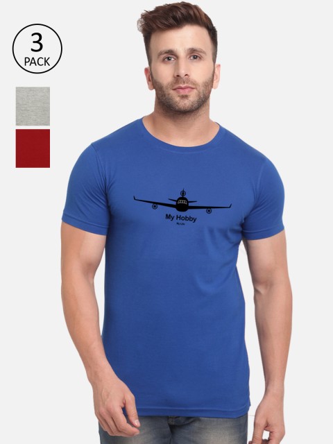 

BULLMER Men Pack of 3 T-shirts, Blue