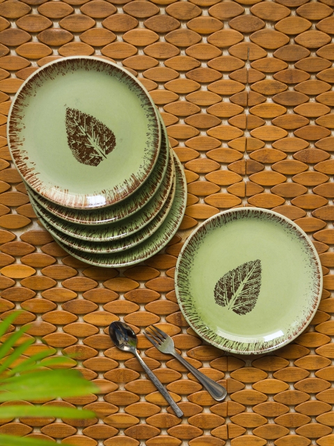 

ExclusiveLane Green 6-Pieces Printed Ceramic Plates Set