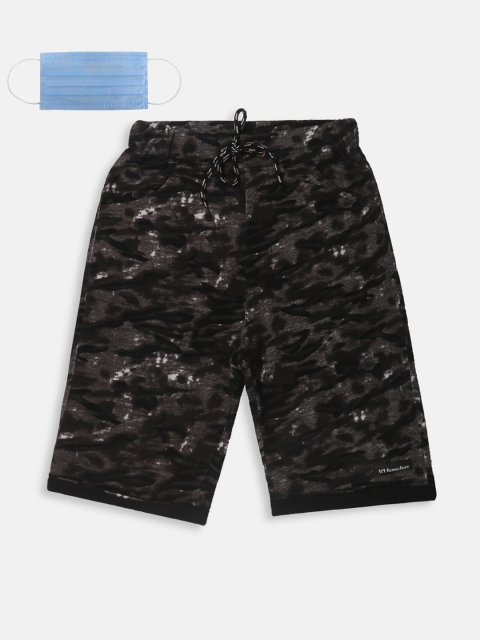 

Lil Tomatoes Boys Black Printed Regular Fit Shorts With Mask