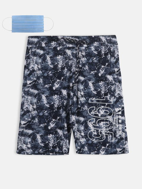 

Lil Tomatoes Boys Navy Blue Printed Regular Shorts