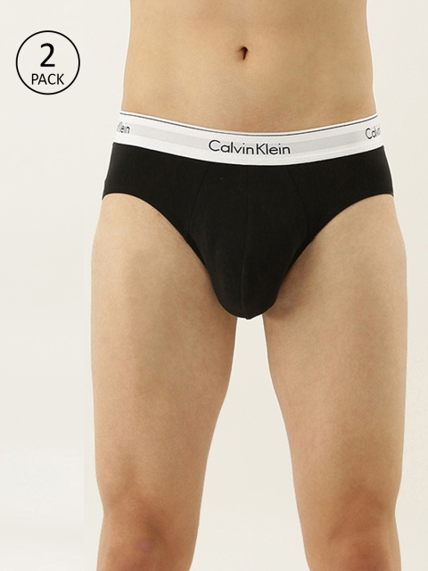 

Calvin Klein Underwear Men Black Pack of Two Solid Basic Briefs NEW-NB1084001