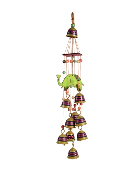 

Unravel India Brown & Green Brass & Bamboo Hanging Bells Windchime