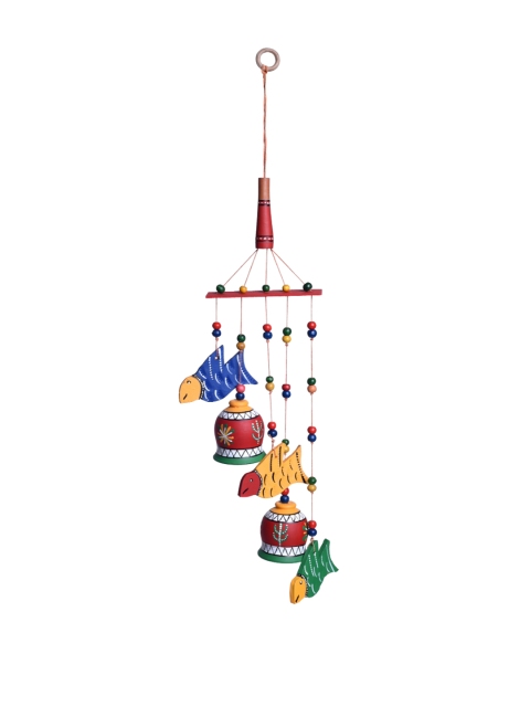 

Unravel India Multicoloured Teracotta Bells n Birds Wind Chime, Multi