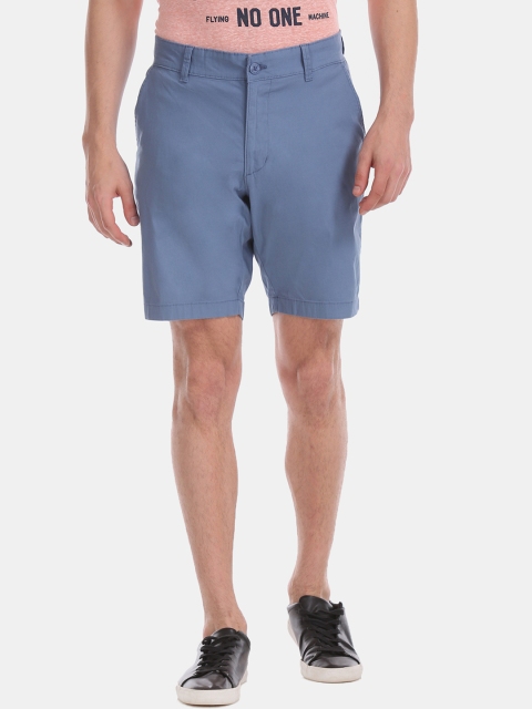

Flying Machine Men Blue Solid Slim Fit Regular Shorts
