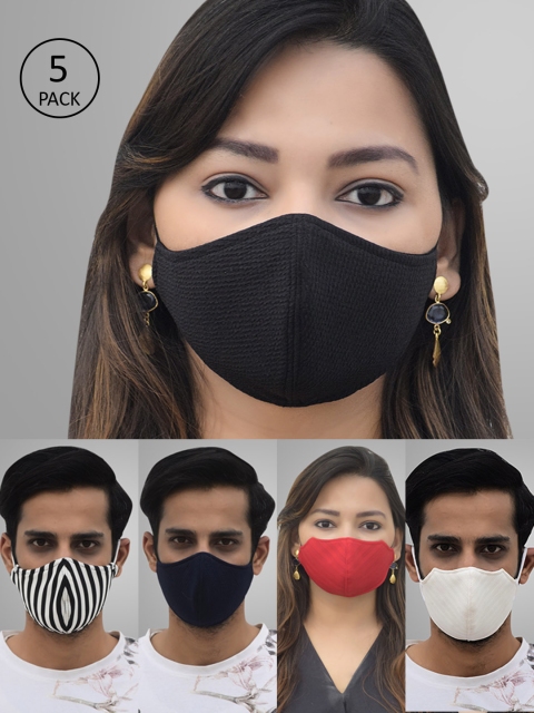 

Pannkh Unisex Assorted Pack Of 5 2-Ply Reusable Cloth Masks