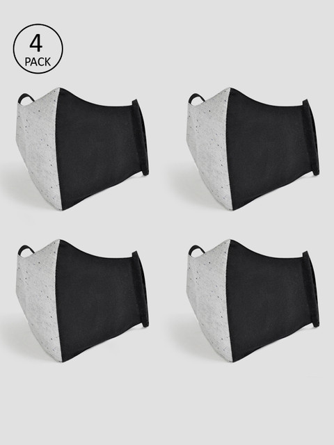 

FableStreet Unisex Pack of 4 Pcs Grey & Black Reusable 2-Ply Protective Outdoor Mask