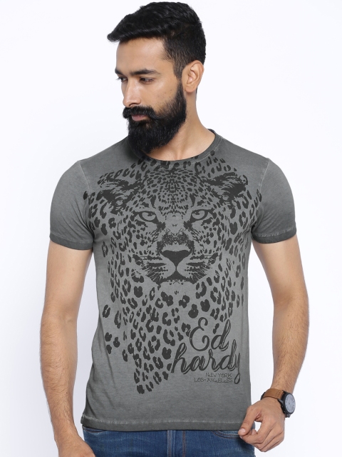 

Ed Hardy Charcoal Grey Printed T-shirt
