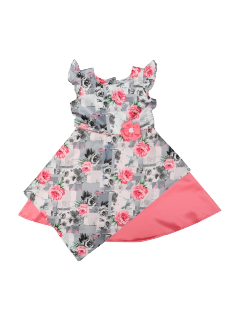 

Doodle Girls Grey & Pink Printed Fit and Flare Dress