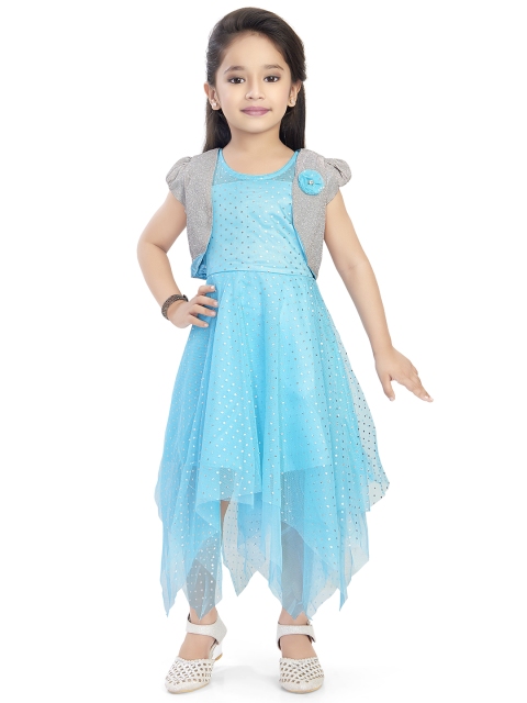 

Doodle Girls Blue Printed Fit and Flare Dress