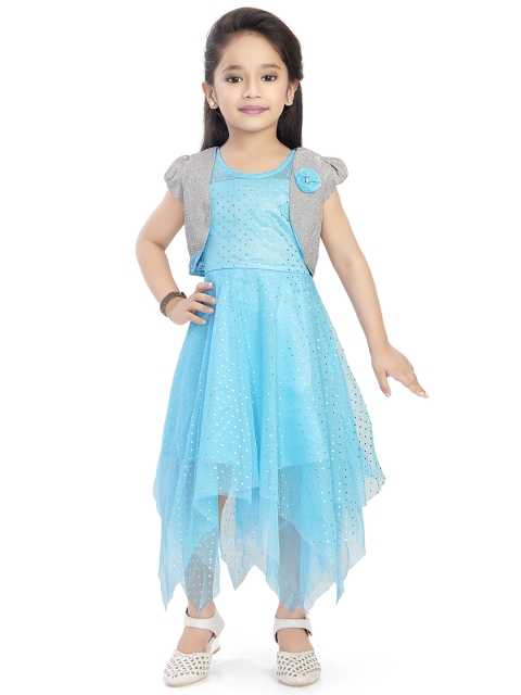 

Doodle Girls Blue Printed Fit and Flare Dress