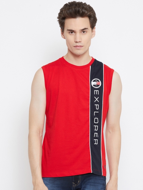 

Octave Men Red Printed Round Neck T-shirt