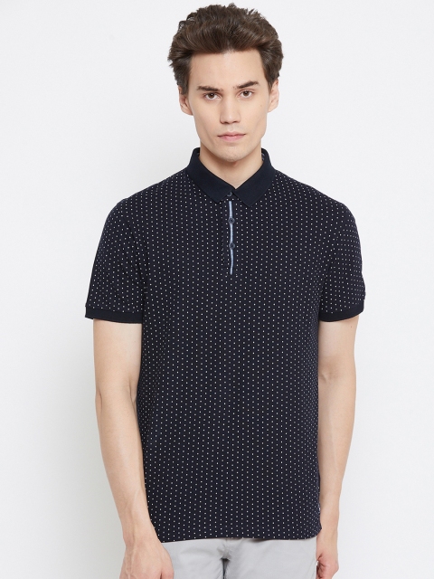 

Octave Men Navy Blue Printed Polo Collar T-shirt