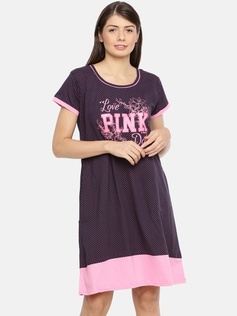 

Red Rose Women Purple & Pink Printed Nightdress
