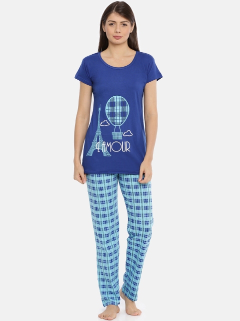 

Red Rose Women Blue Printed Night suit