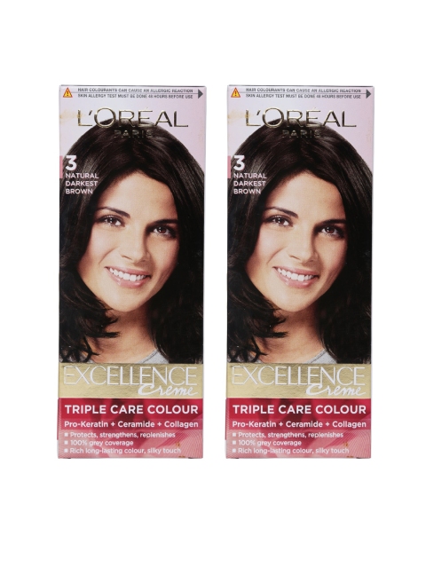 

L'Oreal Paris Set of 2 Excellence Creme Triple Care Hair Colour - Natural Darkest Brown 3