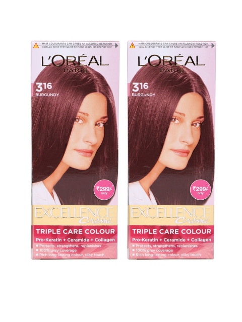 

L'Oreal Paris Set of 2 Excellence Creme Triple Care Hair Colour - Burgundy 316