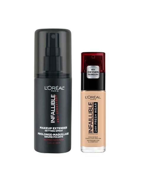 

LOreal Women Set of Infallible Makeup Extender Setting Spray & Stay Fresh Foundation, Beige