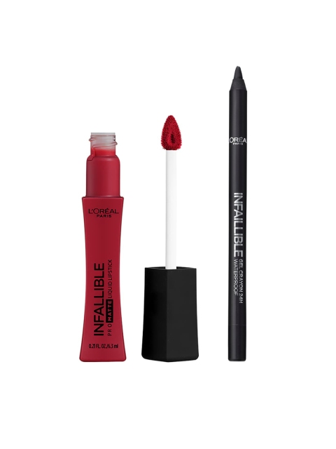 

LOreal Set of Infallible Pro matte Liquid Lipstick & Infallible Gel Crayon, Red