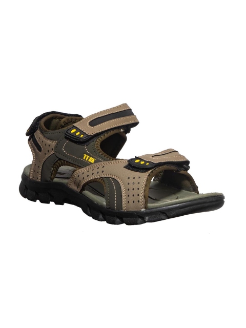 

Khadims Men Brown & Grey Solid Sports Sandals