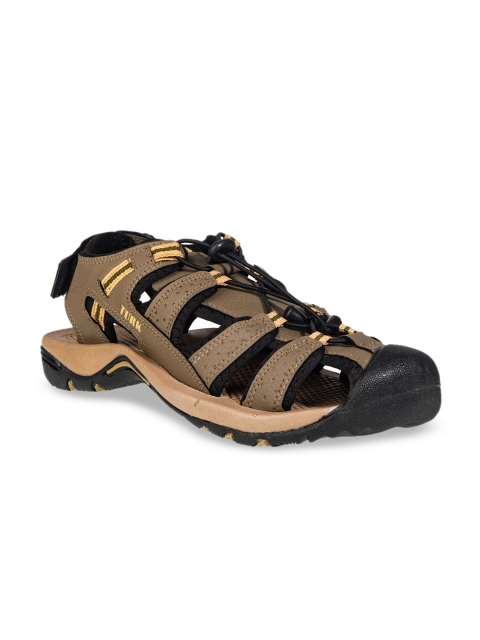

Khadims Men Olive Green & Black Fisherman Sandals