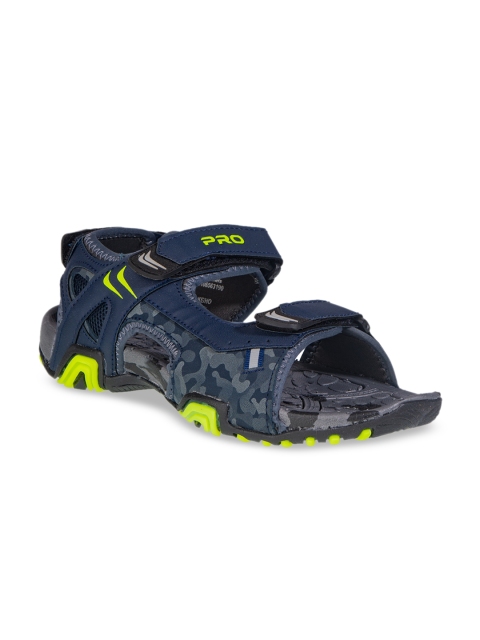 

Khadims Men Navy Blue & Lime Green Solid Sports Sandals