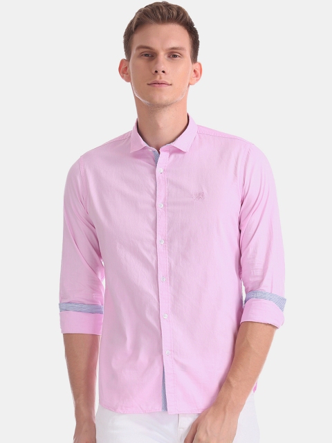 

Flying Machine Men Pink Regular Fit Solid Casual Shirt