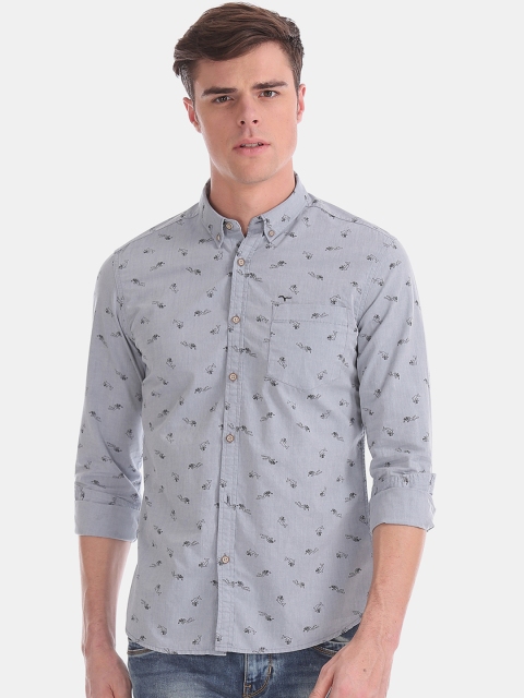 

Flying Machine Men Blue Regular Fit Printed Casual Shirt