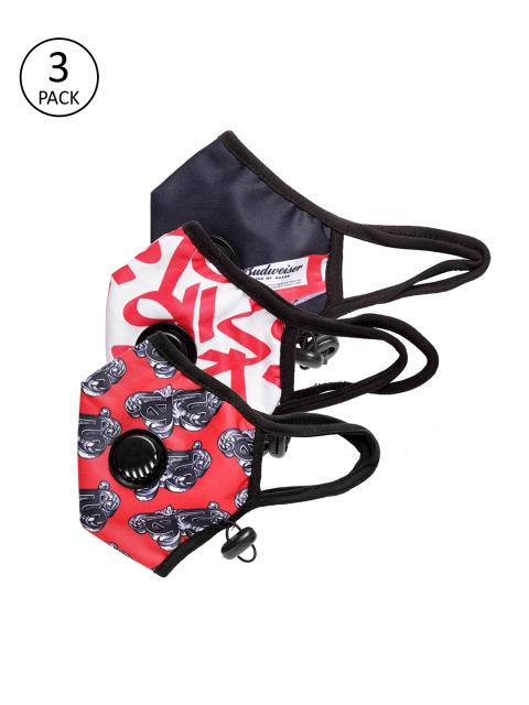 

Budweiser Streetwear Co Assorted Pack Of 3 3-Layer Reusable Fabric Mask, Red