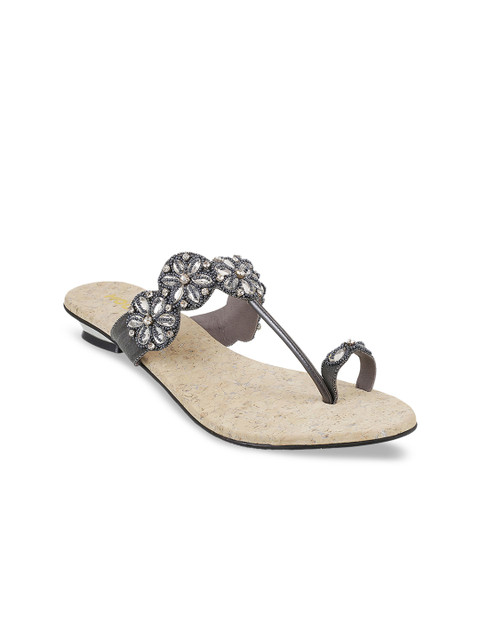 

Mochi Women Grey Embellished Flats
