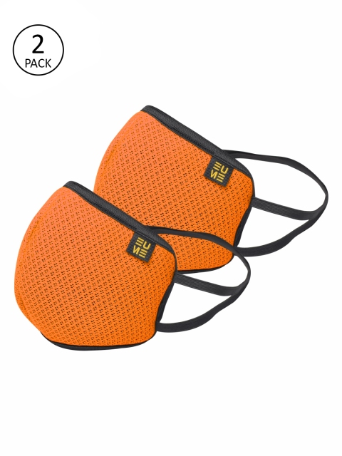 

EUME Unisex Orange Pack Of 2 4 Ply Protective Outdoor Masks
