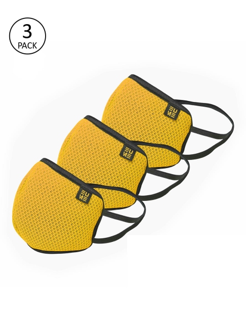 

EUME Unisex Yellow 3 Pcs Reusable 4 Ply Outdoor Mask