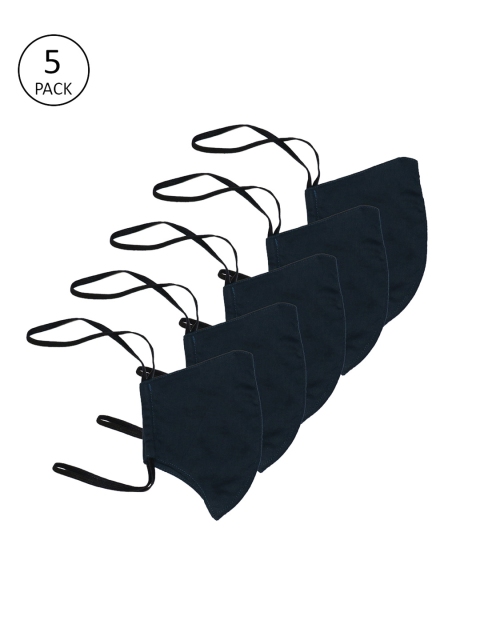

The Vanca Unisex 5 Pcs Solid 3 Ply Reusable Outdoor Face Mask, Navy blue